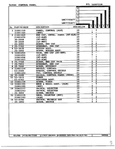 Control Panel Page 2 Diagram and Parts List for 7745  Norge Dryer