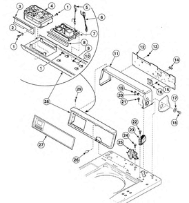 Control Panel Diagram and Parts List for SWTH21QM  Speed Queen Washer