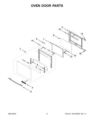 Oven Door Parts Diagram and Parts List for JJW2427DB03  Maytag Wall Oven