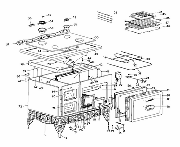 Body Section Diagram and Parts List for 1436606800  Kenmore Range