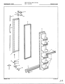 Freezer Door Diagram and Parts List for 21874A  Admiral Refrigerator