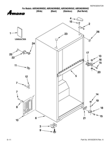 Cabinet Parts Diagram and Parts List for A8RXNGMWH02  Amana Refrigerator