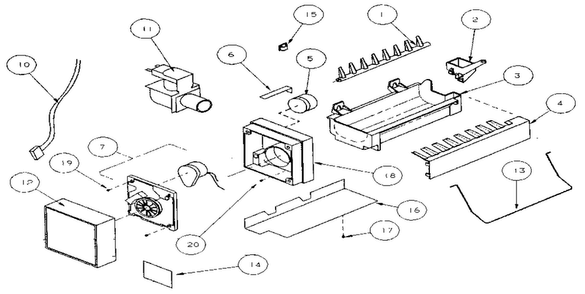 Icemaker Diagram and Parts List for 85161-P1117111W  Amana Refrigerator