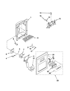 Dispenser Front Parts Diagram and Parts List for MSD2573VEB01  Maytag Refrigerator