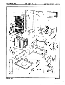 Unit Compartment And System Diagram and Parts List for 21604A  Admiral Refrigerator