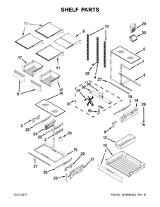 Shelf Parts Diagram and Parts List for MFT2776DEM01  Maytag Refrigerator