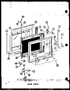Door Parts Diagram and Parts List for RCC-4 P73409-1M Amana Microwave