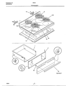 Top/drawer Diagram and Parts List for 486640A  Admiral Range