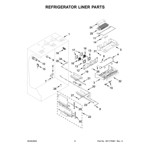 Refrigerator Liner Parts Diagram and Parts List for JF42NXFXDE25  Jenn-Air Refrigerator