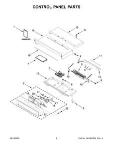 Control Panel Parts Diagram and Parts List for JJW2827IL01  Maytag Range
