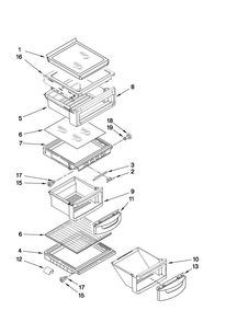 Refrigerator Shelf Parts Diagram and Parts List for MSD2559XEB01  Maytag Refrigerator