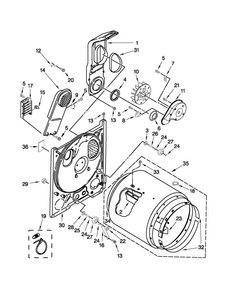 Bulkhead Parts Diagram and Parts List for 4GAED4900YW2  Admiral Dryer