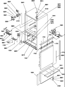 Controls/shields/hinges/trim Diagram and Parts List for BBI20TL-P1199101WL  Amana Refrigerator