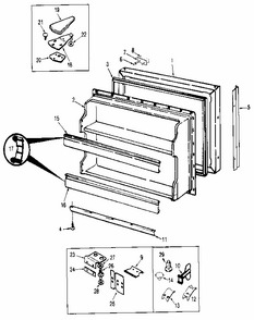 Part Location Diagram of WP54233-1 Whirlpool Door Hinge Washer