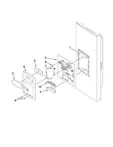 Dispenser Front Parts Diagram and Parts List for MFI2269VEB3  Maytag Refrigerator