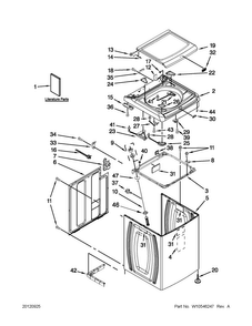 Top And Cabinet Parts Diagram and Parts List for 7MMVWB950AG0  Maytag Washer
