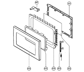 Door Assy Diagram and Parts List for MCO2122ARW  Magic Chef Microwave