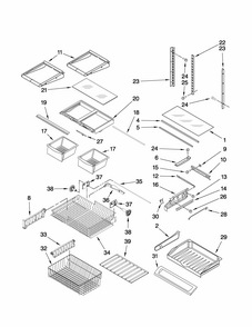 Shelf Parts Diagram and Parts List for RY4951000W3  Maytag Refrigerator