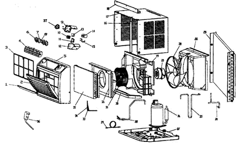 Cabinet Parts Diagram and Parts List for ACC085F  Amana Air Conditioner