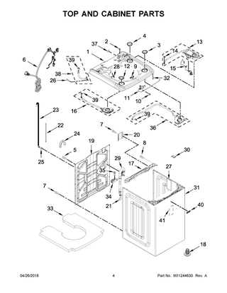 Top And Cabinet Parts Diagram and Parts List for MVWB965HW0  Maytag Washer
