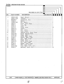 Fresh Food Door Page 2 Diagram and Parts List for 20022-0A  Admiral Refrigerator