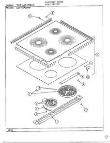 Top Assembly Diagram and Parts List for EG9-71(*)579W  Hardwick Range