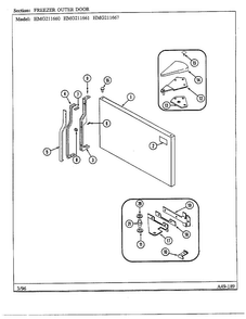 Freezer Outer Door Diagram and Parts List for HMG211660  Admiral Refrigerator