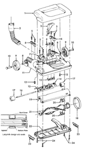 Foot Assy Diagram and Parts List for U5481-980  Hoover Upright Vacuum