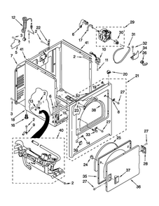 Cabinet Parts Diagram and Parts List for MGDC200XW1  Maytag Dryer