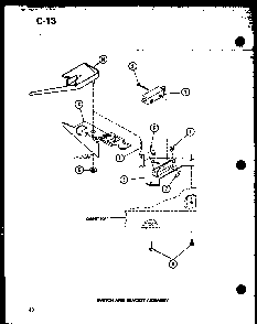Switch And Bracket Assembly Diagram and Parts List for TAA200 P75751-13W Amana Washer