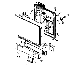 Door Assembly Diagram and Parts List for ADU3000C-P1188327W  Amana Dishwasher