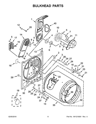 Bulkhead Parts Diagram and Parts List for MEDC465HW0  Maytag Dryer