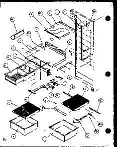 Refrigerator Shelving And Drawers Diagram and Parts List for SX25M2L-P1154902WL  Amana Refrigerator