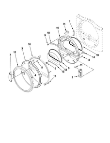 Door Parts Diagram and Parts List for MDG25PNAGW1  Maytag Dryer