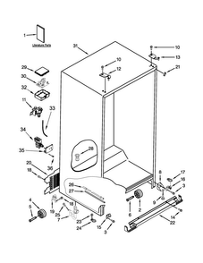 Cabinet Parts Diagram and Parts List for MSC21C6MDM02  Maytag Refrigerator