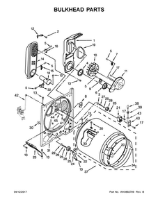 Bulkhead Parts Diagram and Parts List for MGDX6STBW2  Maytag Dryer