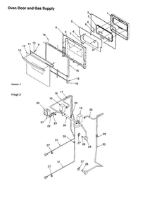 Oven Door And Gas Supply Diagram and Parts List for AOGD2750E-P1132530NE  Amana Wall Oven