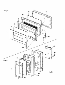 Door And Control Panel Diagram and Parts List for MVH250L-P1323205M  Amana Microwave