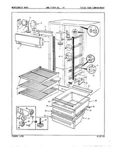 Fresh Food Compartment Diagram and Parts List for 21604A  Admiral Refrigerator