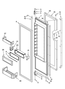 Refrigerator Door Parts Diagram and Parts List for JS48PPDUDB01  Jenn-Air Refrigerator