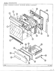 Door/drawer Diagram and Parts List for 68-2534-40  Magic Chef Range