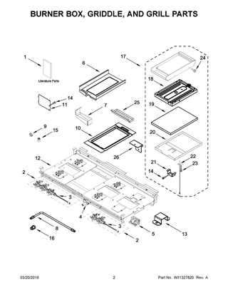 Burner Box, Griddle, And Grill Parts Diagram and Parts List for JDRP748HM00  Maytag Range