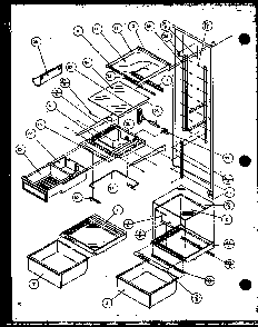 Refrigerator Shelving And Drawers Diagram and Parts List for SZI20ML-P1120101WL  Amana Refrigerator
