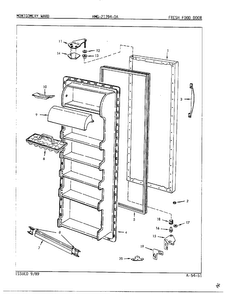 Fresh Food Door Diagram and Parts List for 21394-A  Admiral Refrigerator