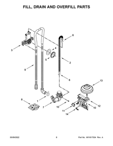 Fill, Drain And Overfill Parts Diagram and Parts List for ADB1400AGS2  Amana Dishwasher