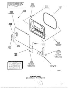 Loading Door Diagram and Parts List for 7493-LEM437  Amana Dryer