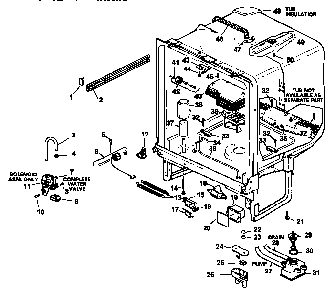 Tub Assembly Diagram and Parts List for ADU7500CB P1188306W Amana Dishwasher