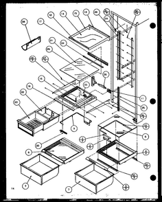 Refrigerator Shelving And Drawers Diagram and Parts List for SZ25MP2W-P1154904WW  Amana Refrigerator