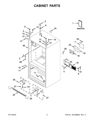 Cabinet Parts Diagram and Parts List for MFI2570FEZ06  Maytag Refrigerator