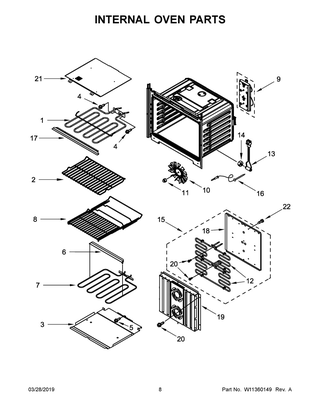 Internal Oven Parts Diagram and Parts List for JMW3430IL01  Maytag Microwave Oven Combo